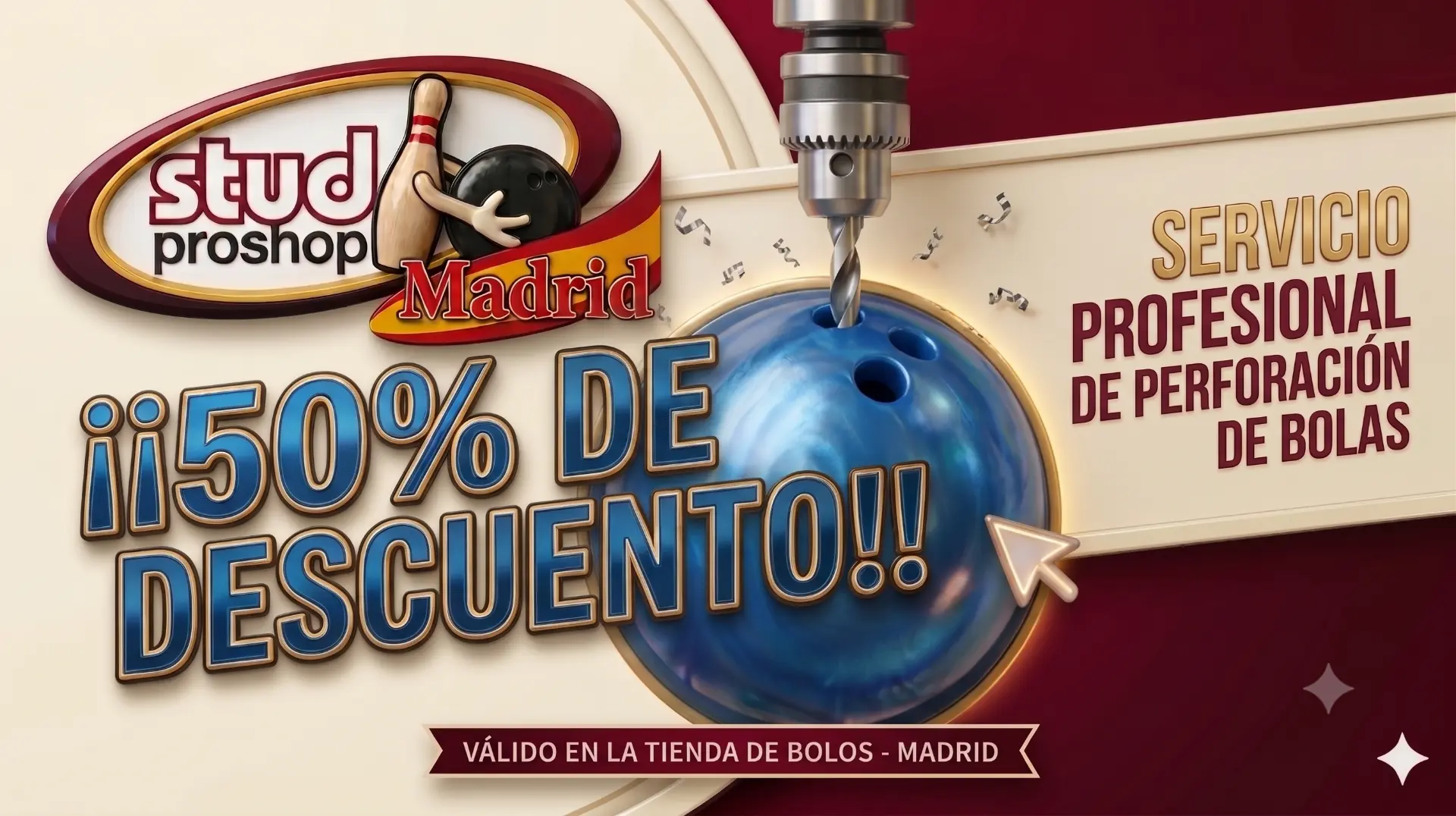 50% de descuento en servicio profesional de perforación de bolas - Studio ProShop