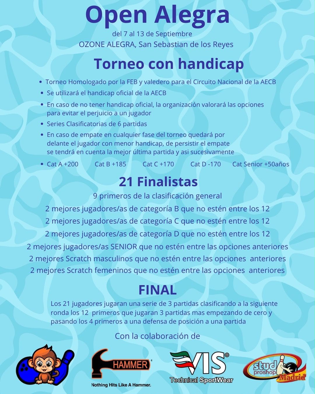 Open Alegra — formato del torneo con handicap y finalistas